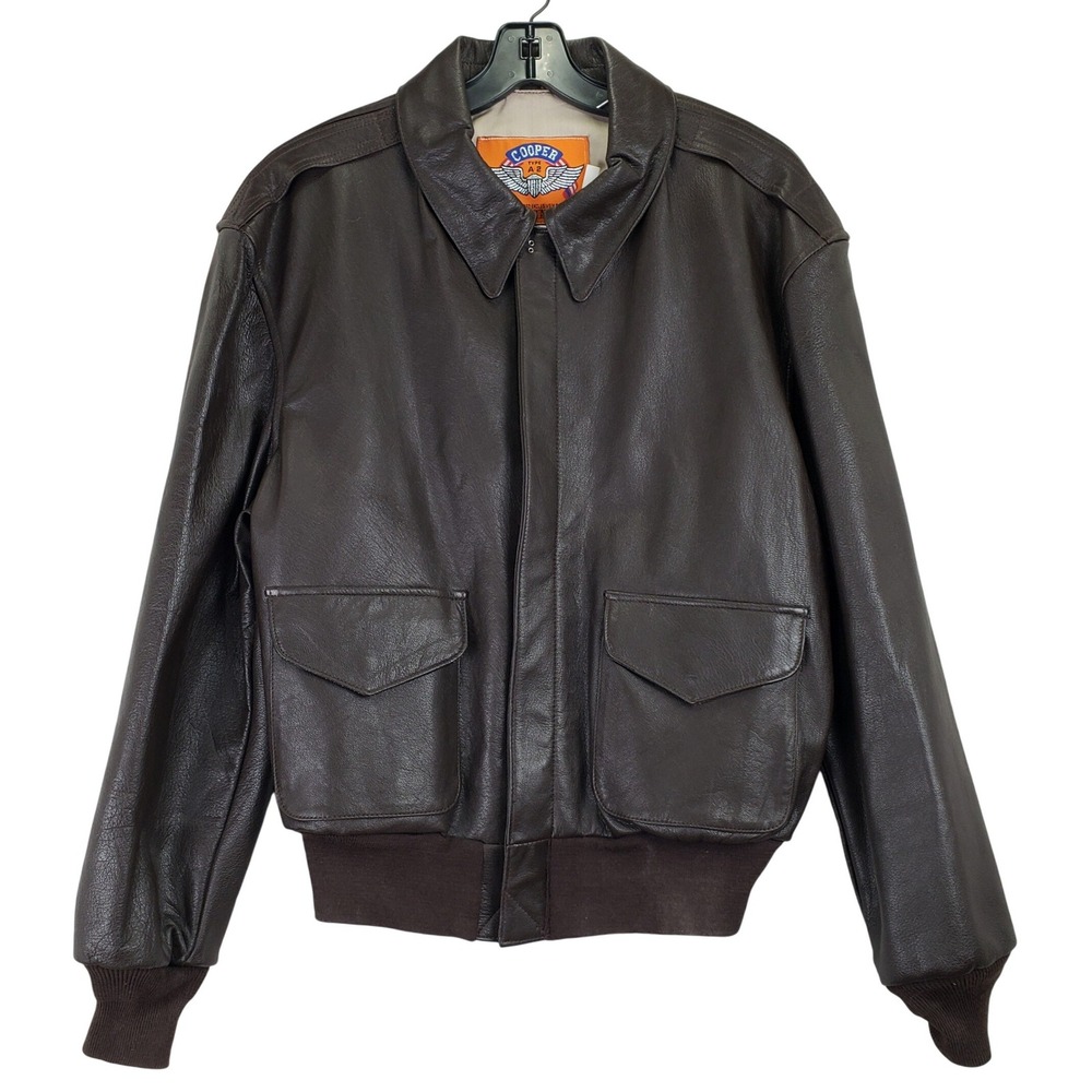 Cooper Type A-2 Jacket Mens 44R Brown Flight Aviator Bomber Military Goatskin